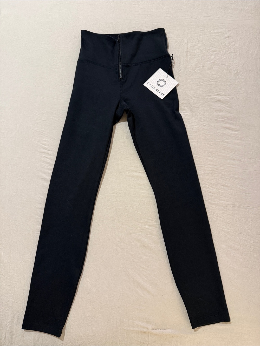 NWT Cycle House Pearl Black High-Waist Zip workout Leggings XS